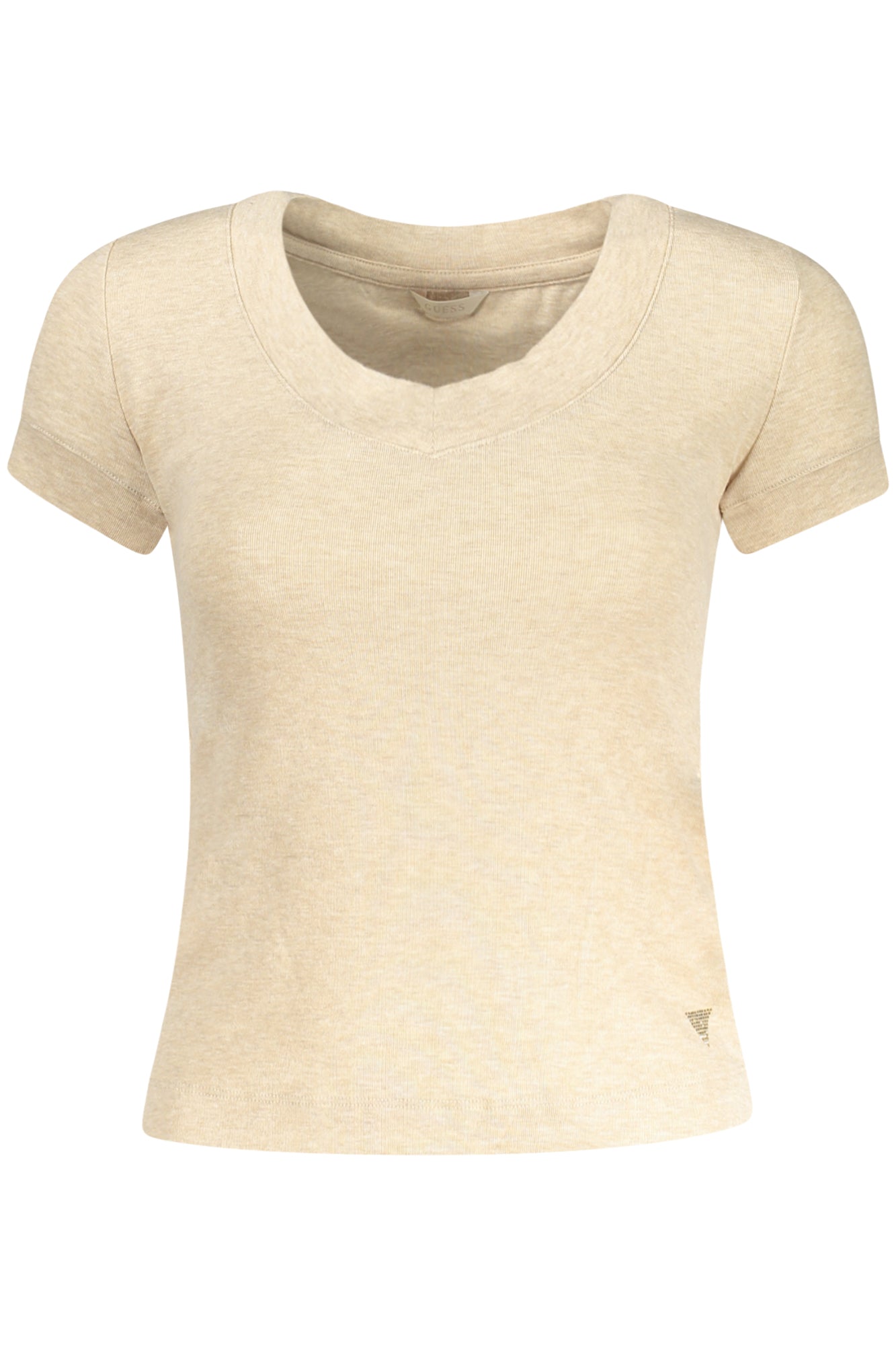 GUESS JEANS T-SHIRT MANICHE CORTE DONNA BEIGE