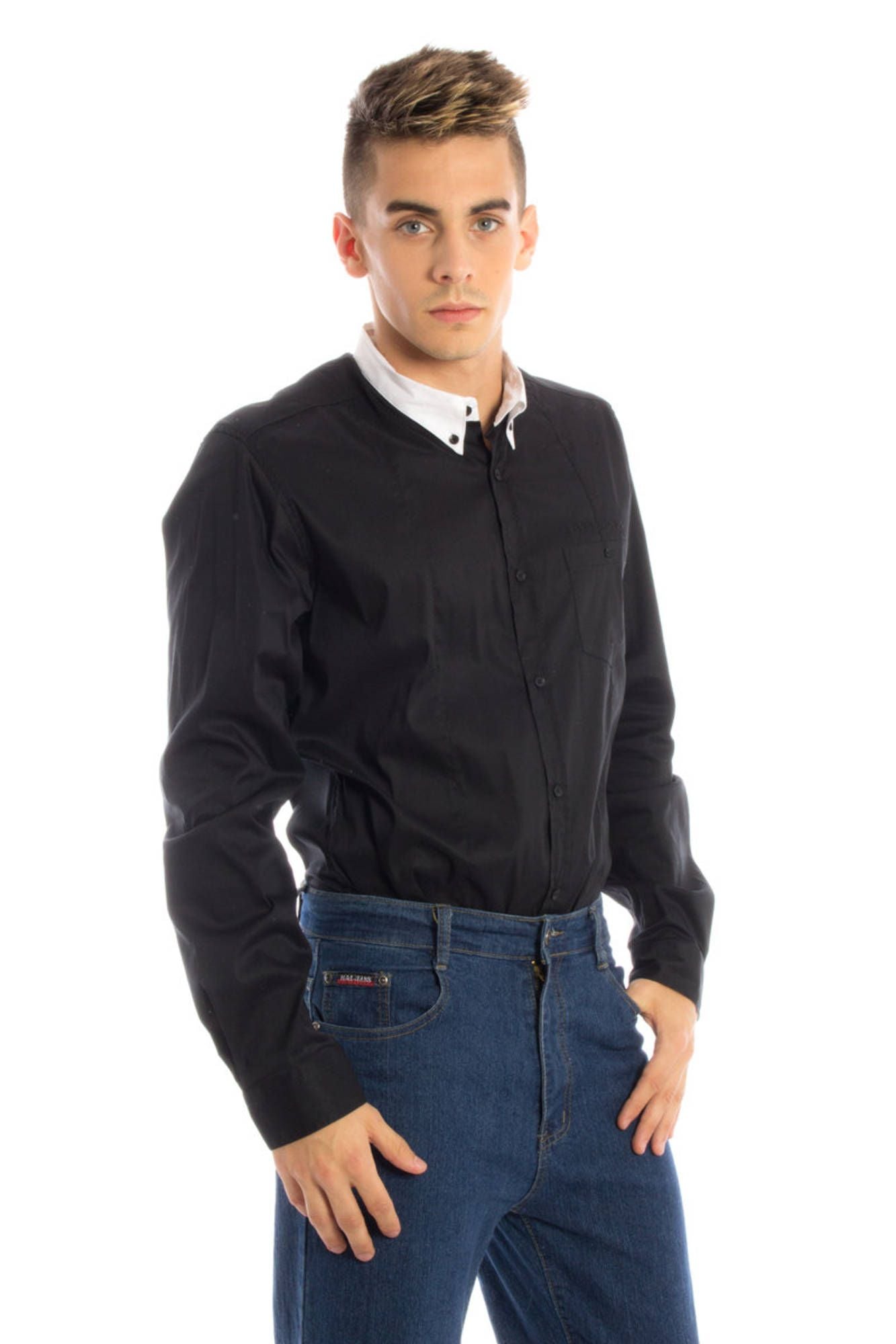 PAPETE CAMICIA MANICHE LUNGHE UOMO NERO