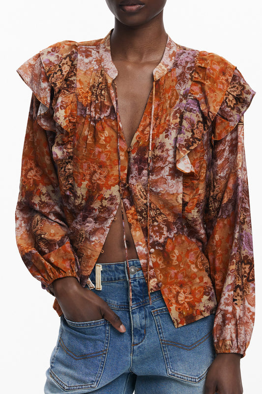 DESIGUAL CAMICIA MANICHE LUNGHE DONNA ARANCIO