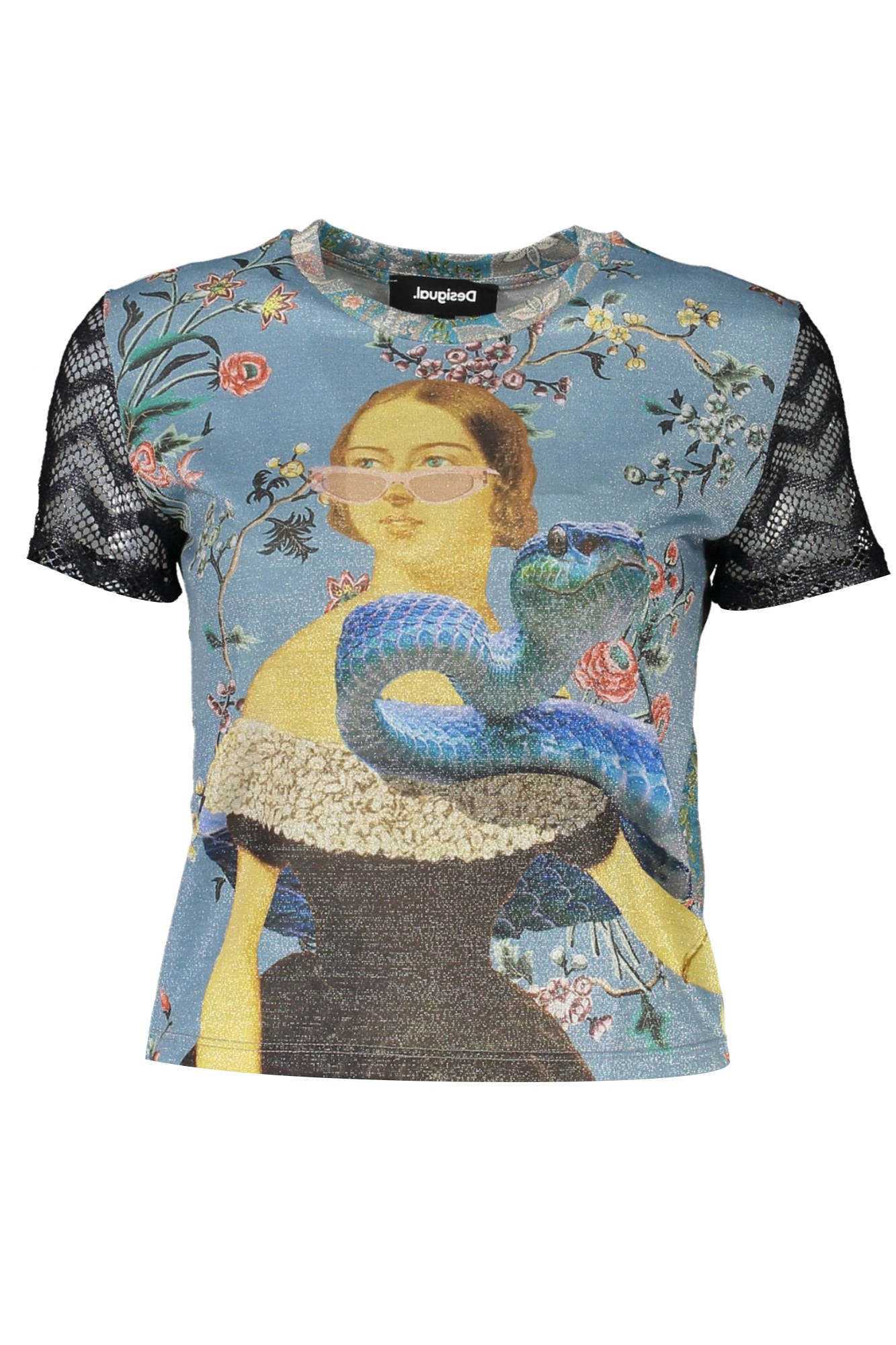 DESIGUAL T-SHIRT MANICHE CORTE DONNA AZZURRO