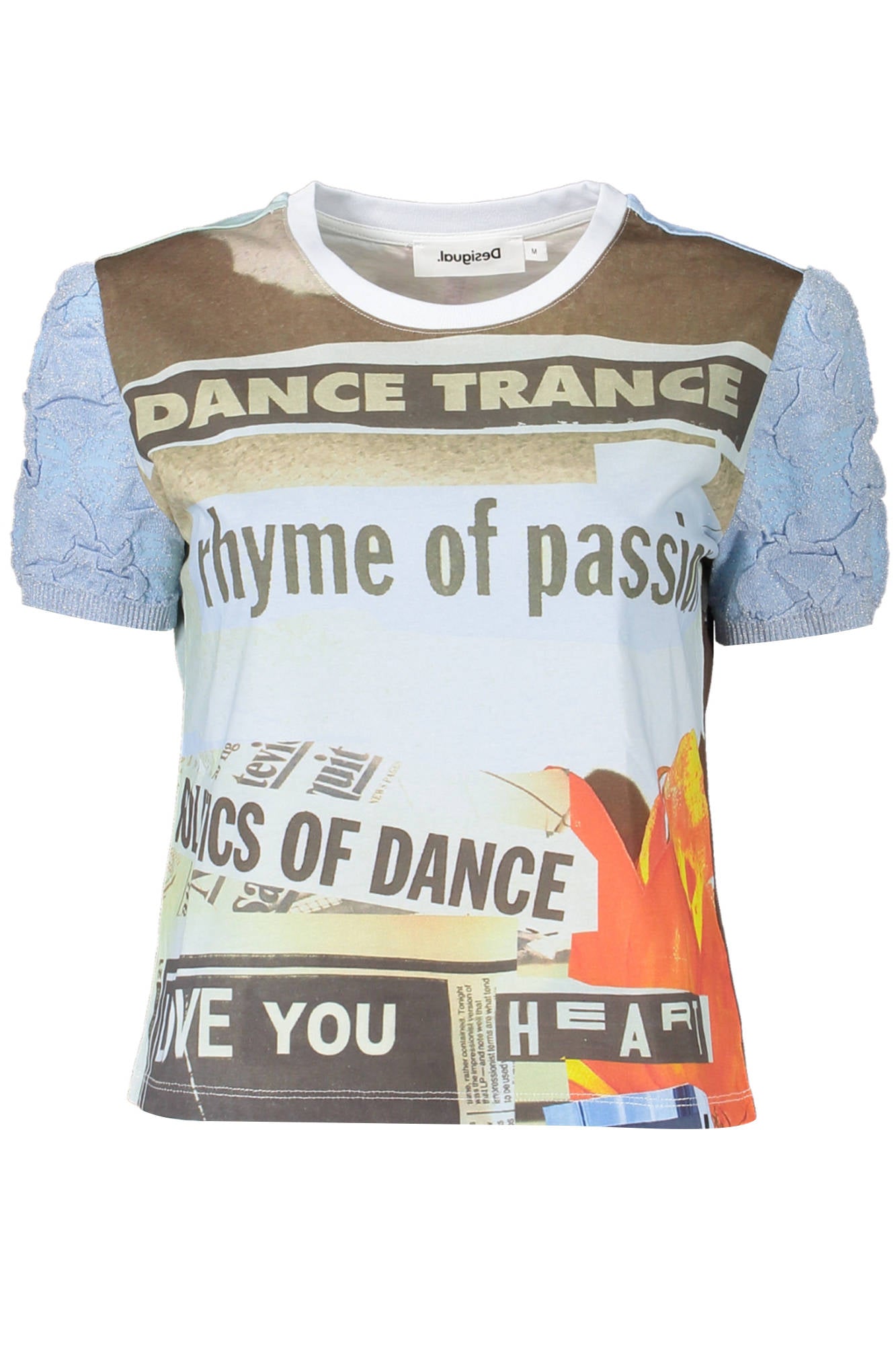 DESIGUAL T-SHIRT MANICHE CORTE DONNA AZZURRO