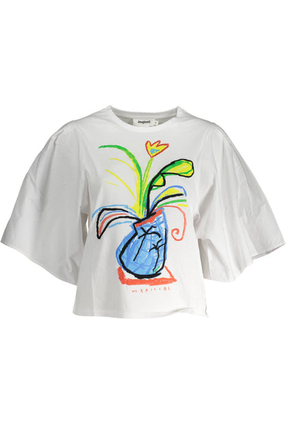 DESIGUAL T-SHIRT MANICHE CORTE DONNA BIANCO