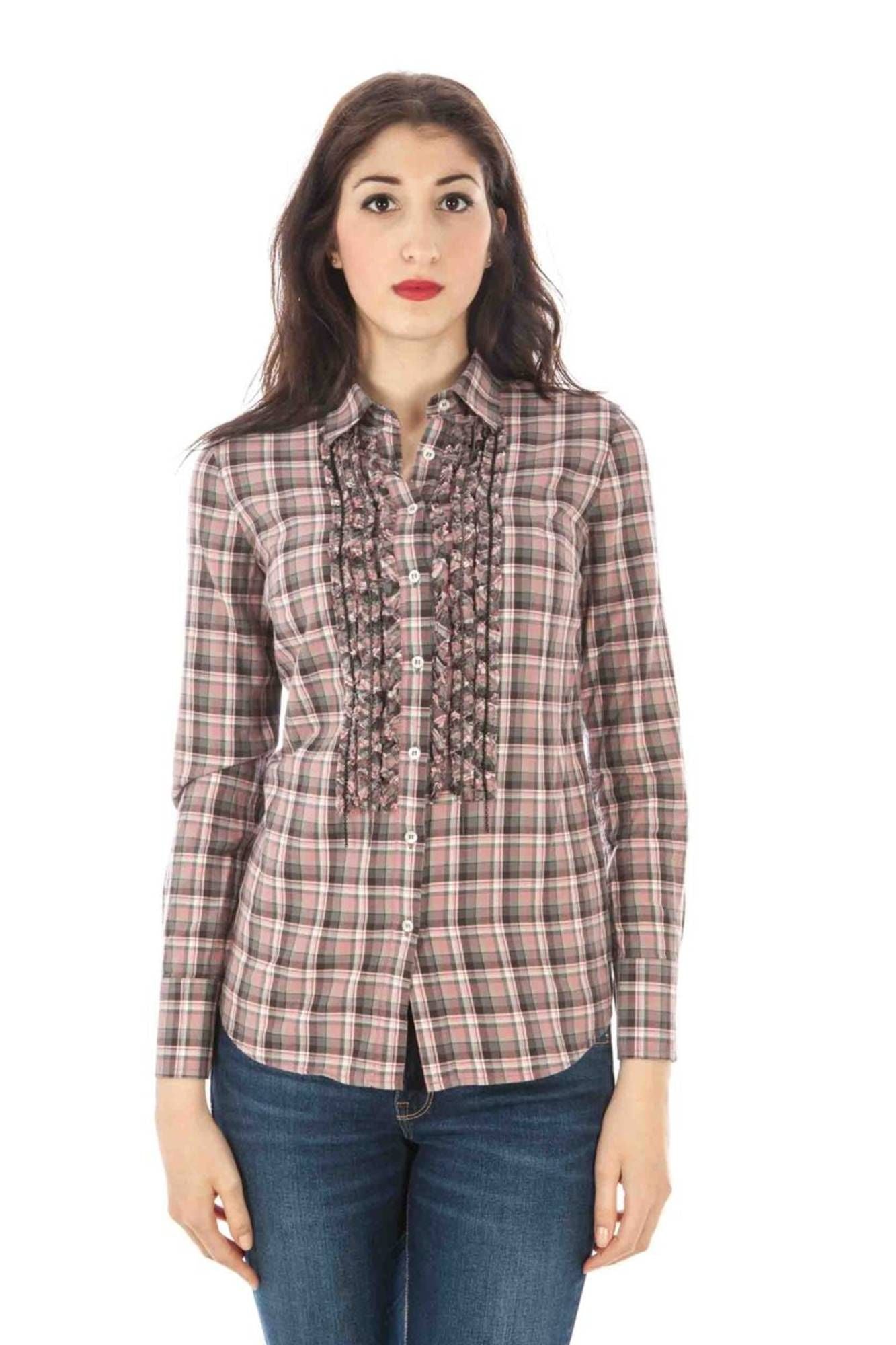 FRED PERRY CAMICIA MANICHE LUNGHE DONNA ROSA