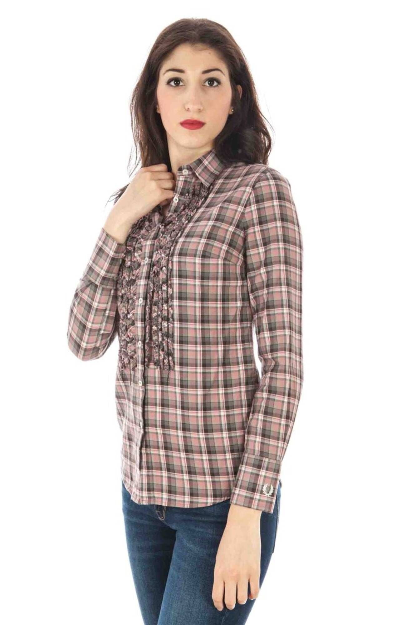 FRED PERRY CAMICIA MANICHE LUNGHE DONNA ROSA