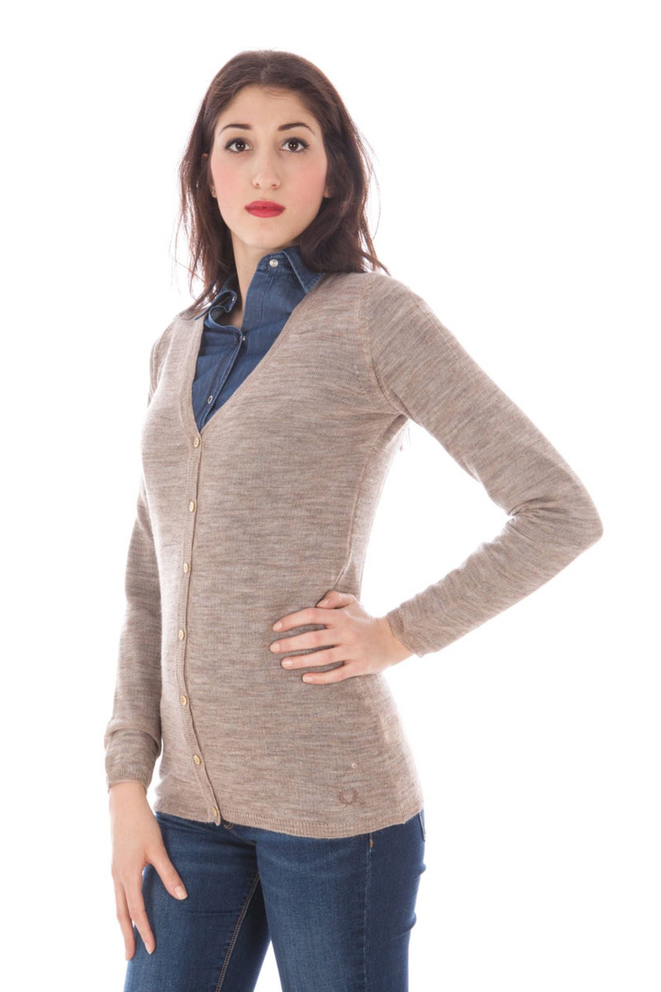 FRED PERRY CARDIGAN DONNA BEIGE