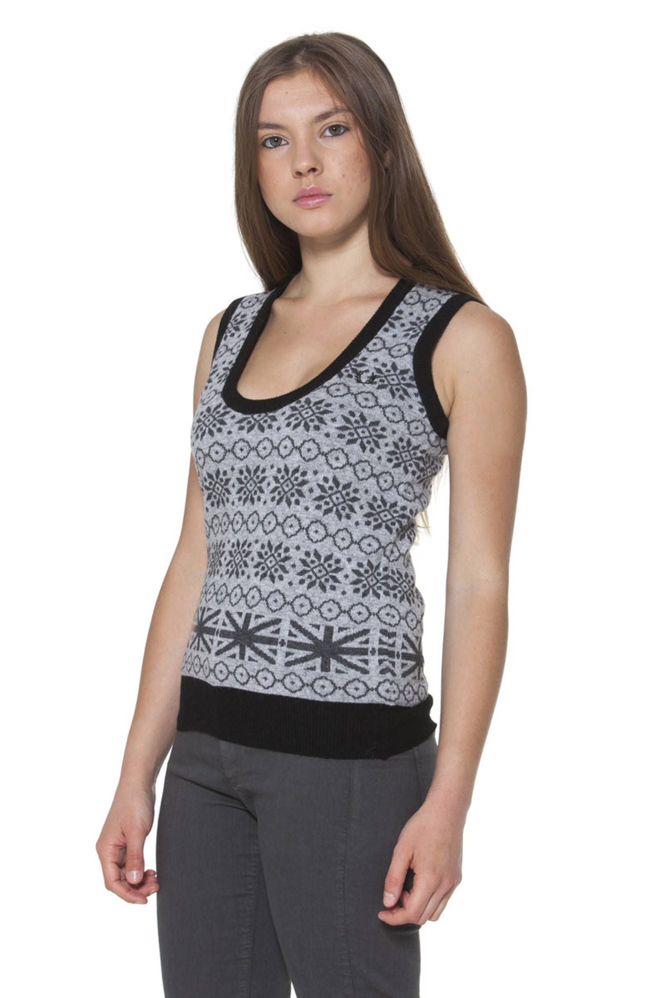 FRED PERRY GILET DONNA GRIGIO
