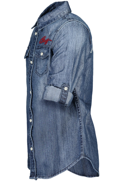 GUESS JEANS CAMICIA MANICHE LUNGHE BAMBINA BLU