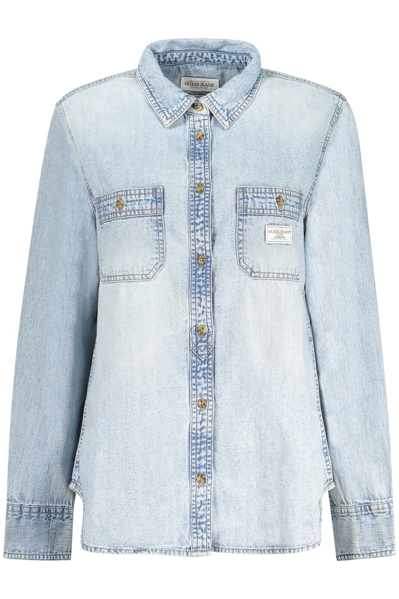 GUESS JEANS CAMICIA MANICHE LUNGHE DONNA AZZURRO