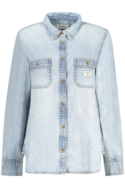 GUESS JEANS CAMICIA MANICHE LUNGHE DONNA AZZURRO