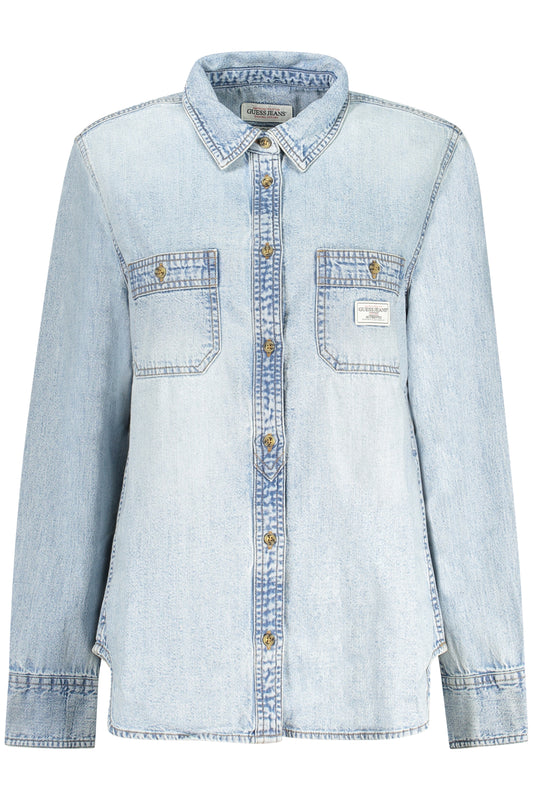 GUESS JEANS CAMICIA MANICHE LUNGHE DONNA AZZURRO