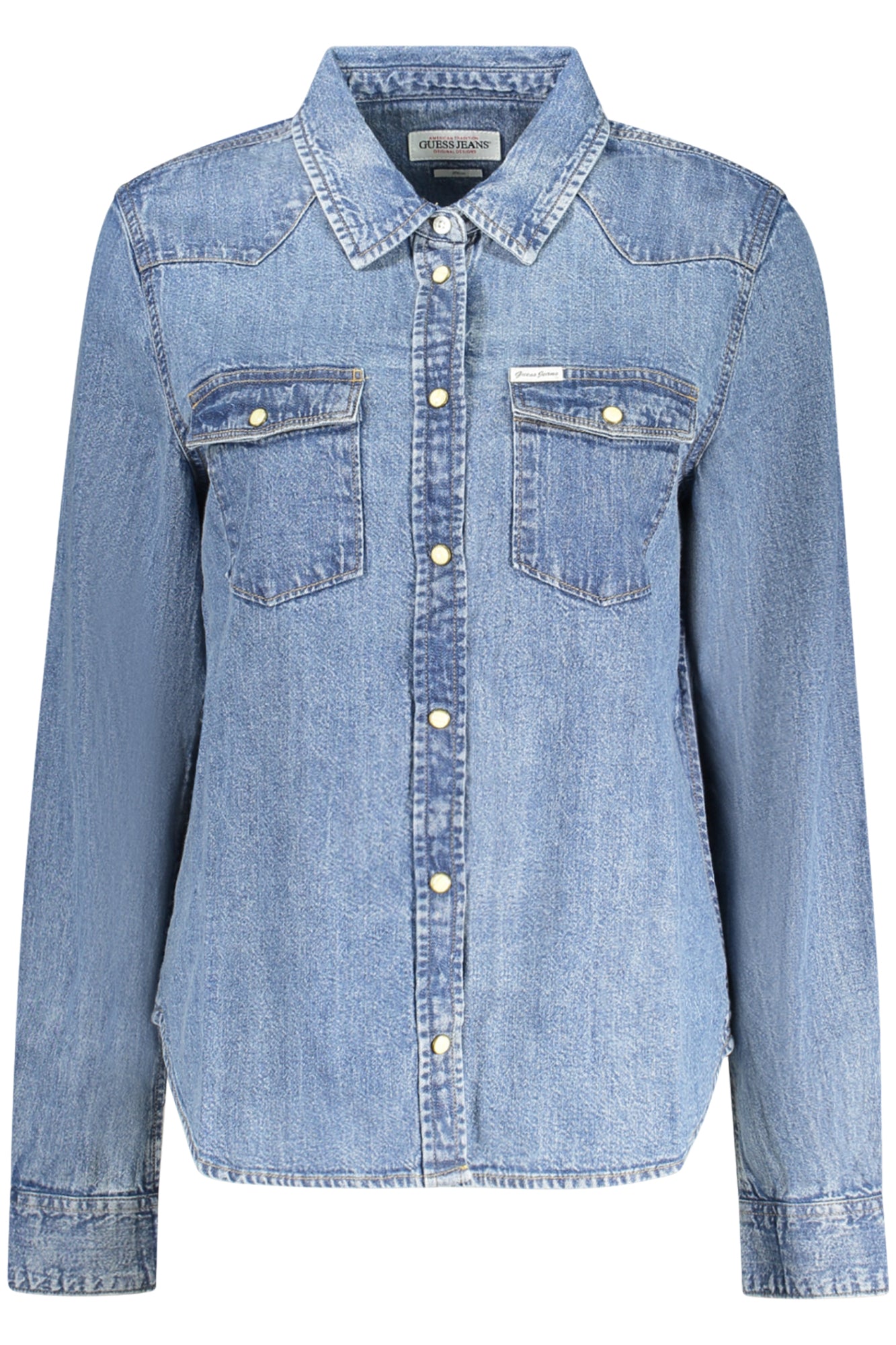 GUESS JEANS CAMICIA MANICHE LUNGHE DONNA BLU