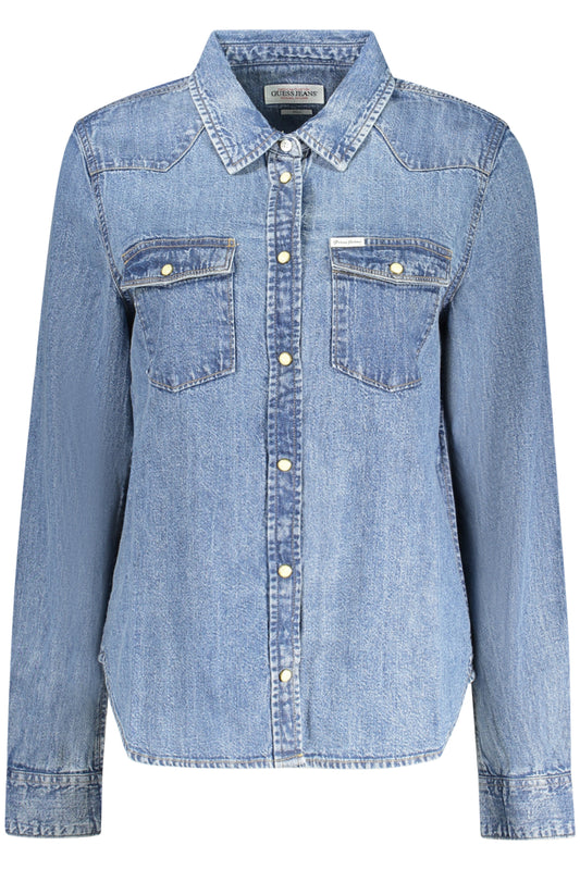 GUESS JEANS CAMICIA MANICHE LUNGHE DONNA BLU