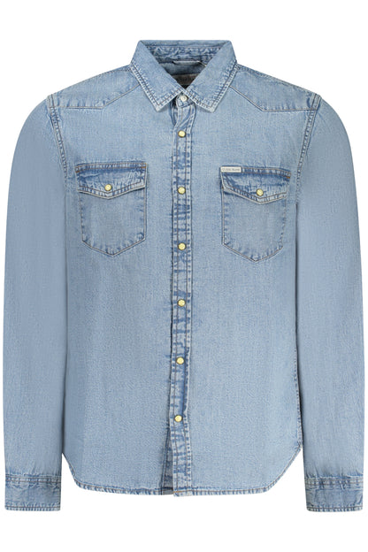 GUESS JEANS CAMICIA MANICHE LUNGHE UOMO AZZURRO