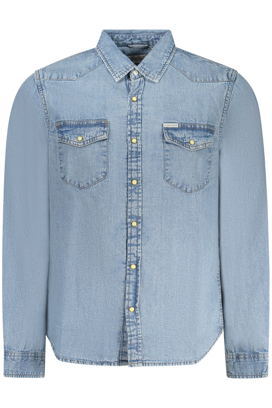 GUESS JEANS CAMICIA MANICHE LUNGHE UOMO AZZURRO