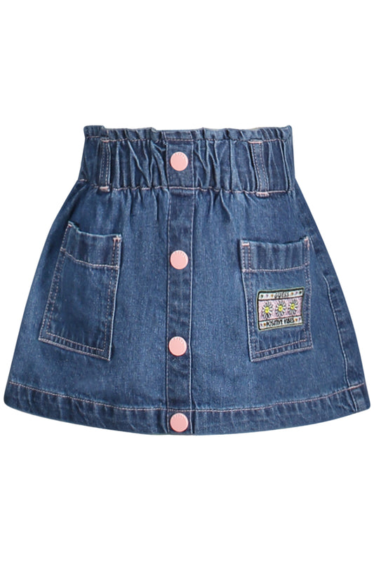 GUESS JEANS GONNA CORTA BAMBINA BLU