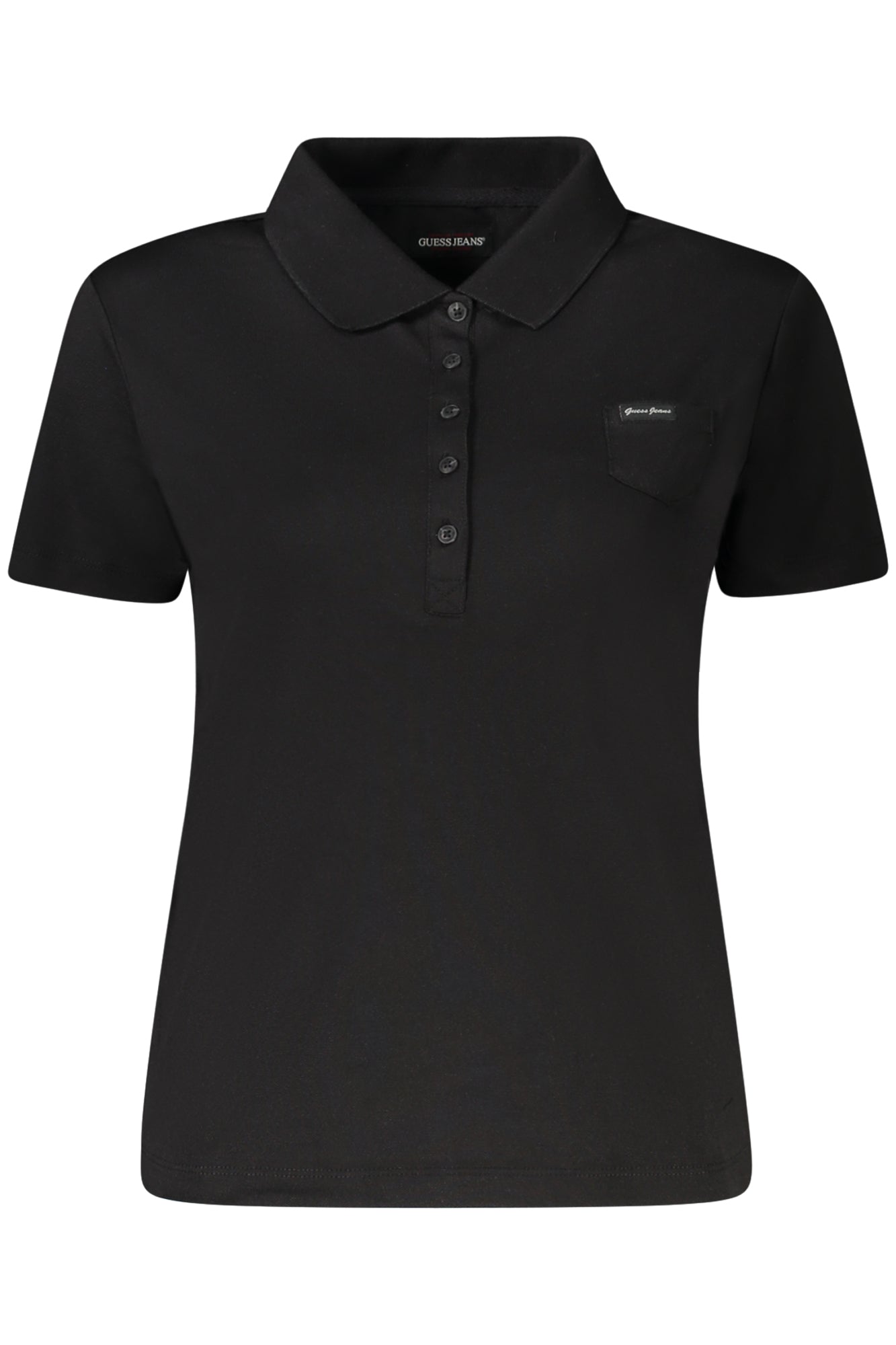GUESS JEANS POLO MANICHE CORTE DONNA NERO