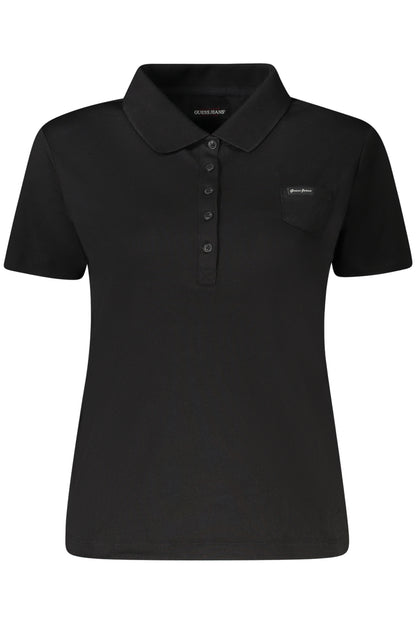 GUESS JEANS POLO MANICHE CORTE DONNA NERO