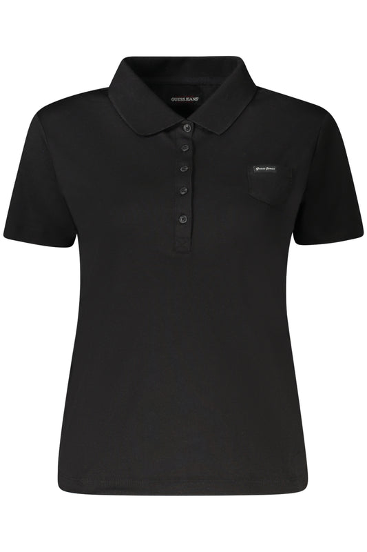 GUESS JEANS POLO MANICHE CORTE DONNA NERO
