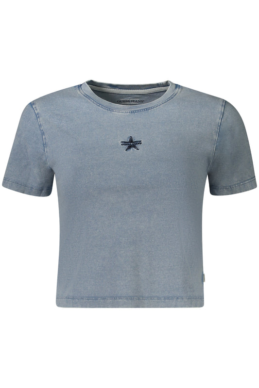 GUESS JEANS T-SHIRT MANICHE CORTE DONNA AZZURRO