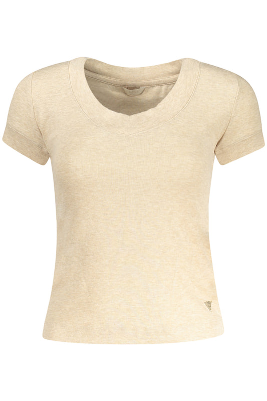 GUESS JEANS T-SHIRT MANICHE CORTE DONNA BEIGE