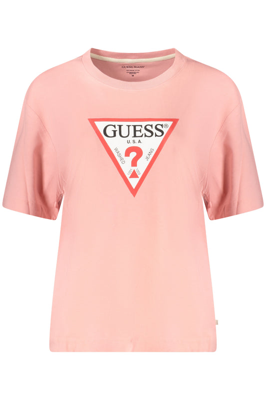 GUESS JEANS T-SHIRT MANICHE CORTE DONNA ROSA