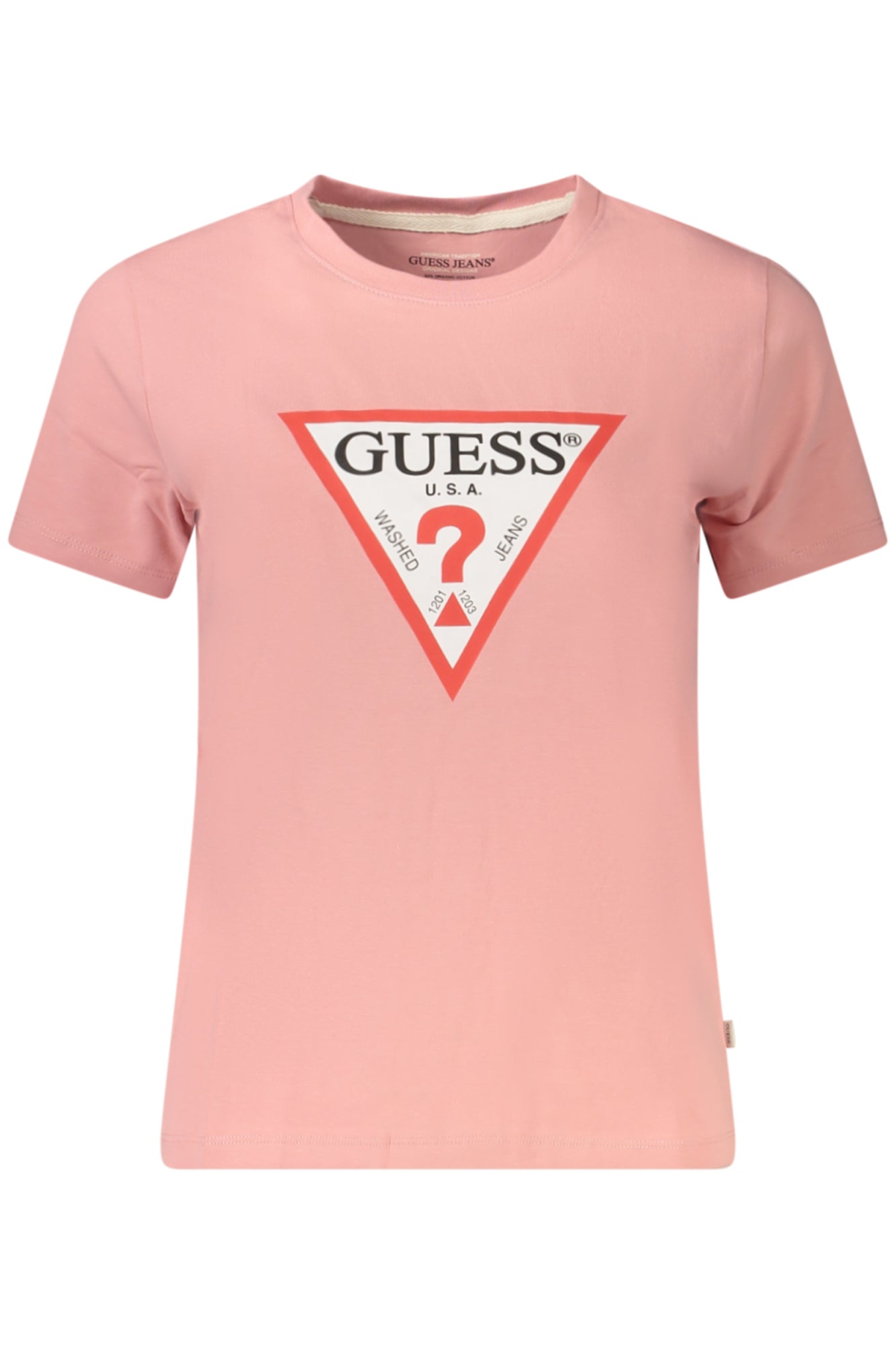 GUESS JEANS T-SHIRT MANICHE CORTE DONNA ROSA