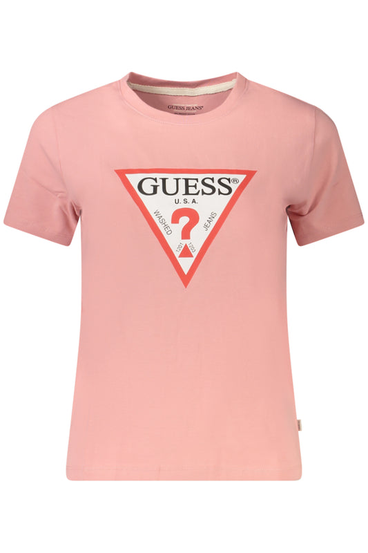 GUESS JEANS T-SHIRT MANICHE CORTE DONNA ROSA