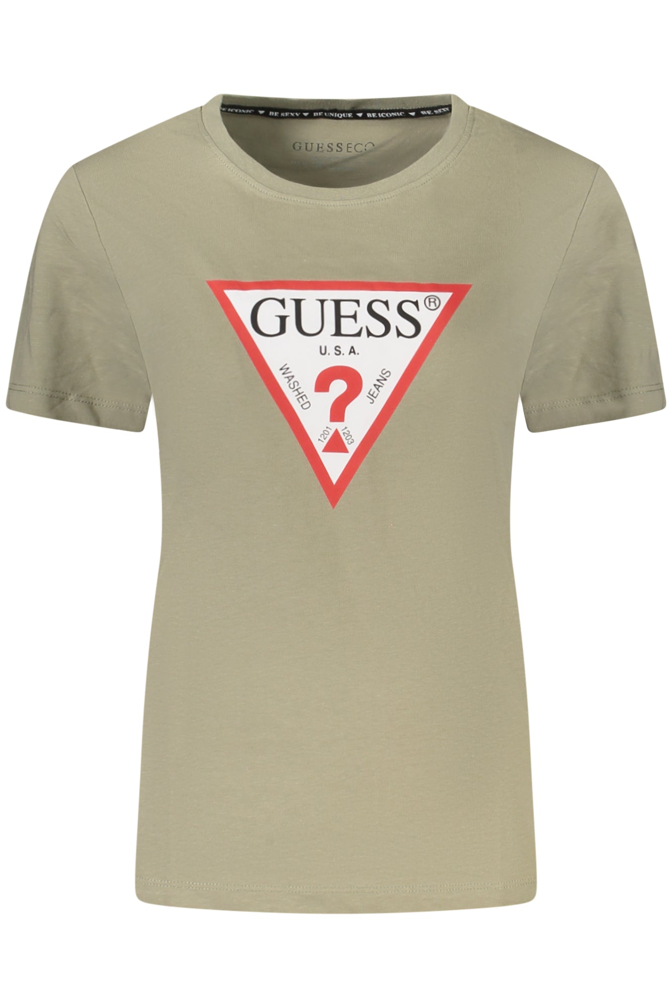 GUESS JEANS T-SHIRT MANICHE CORTE DONNA VERDE